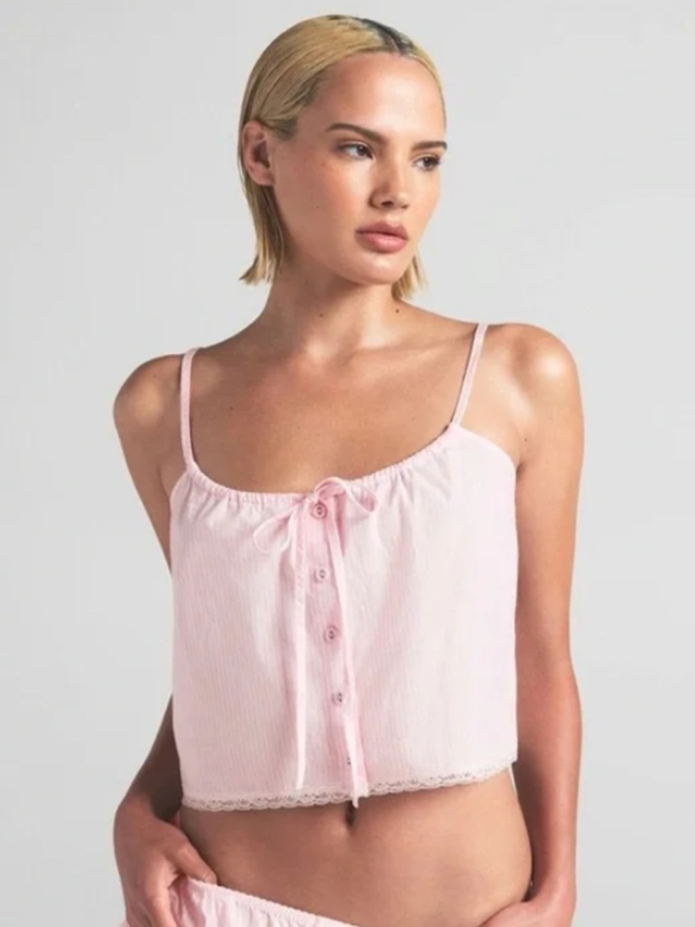Skims Cotton Poplin Sleep Tank NWT in Cherry Blossom Stripe Size Large MSRP $44